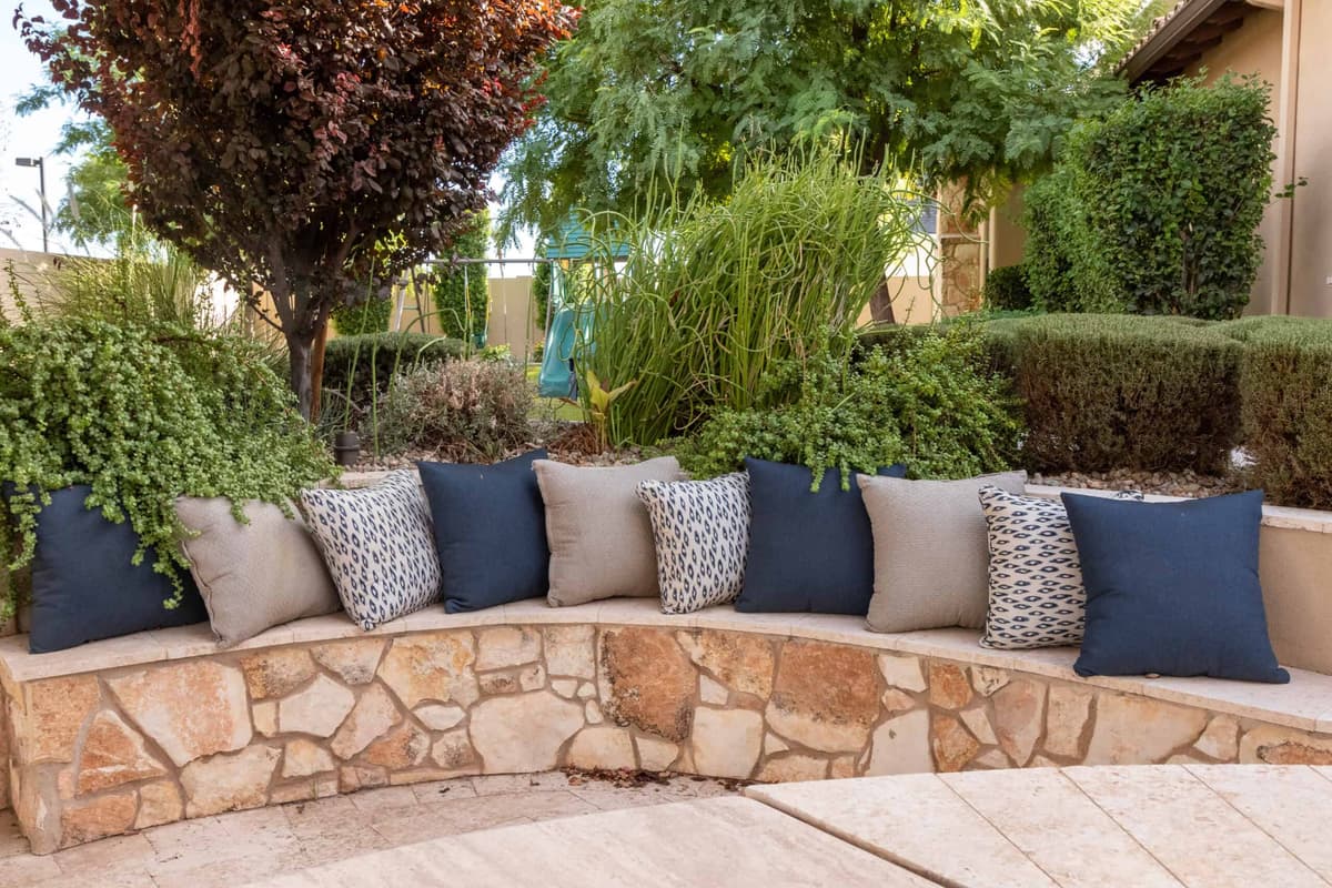 Built-In Bench – Stone Seating & Garden Integration