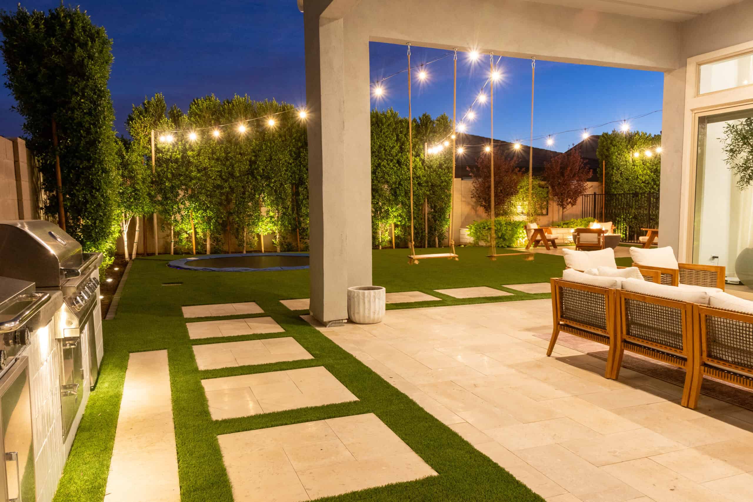 Backyard lighting installation